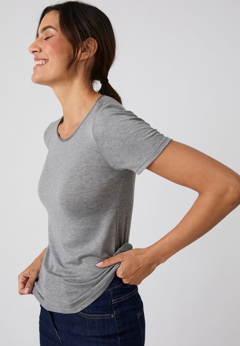 Damart - Thermolactyl Sensitive T-shirt met korte mouwen, ronde hals - Dames - Grijs - 42-44 (M)