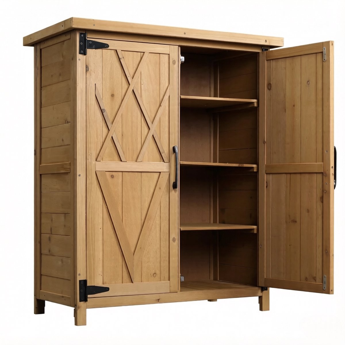 Tuinkast met scheiding - verzinkte tafelblad - houten constructie - geel