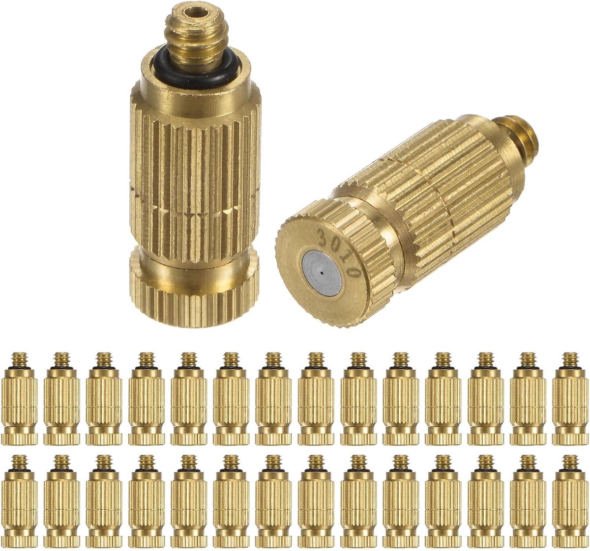 30-Pack Messing Misting Nozzles voor Hoge Druk, Perfect voor Buitenkoeling, Kassen en Tuinlandschappen met 0.012"/0.3mm Opening