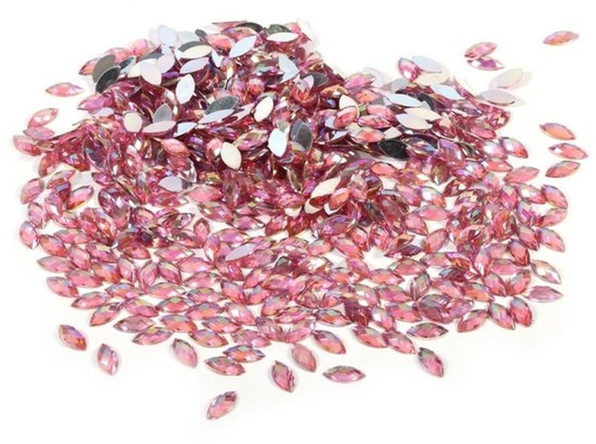 Steentjes 500 Stuks - Paardenoogvorm - Kristal Acryl - Flatback - Glanzende Ovale Fancy Stenen - 7 × 15 mm - Strass