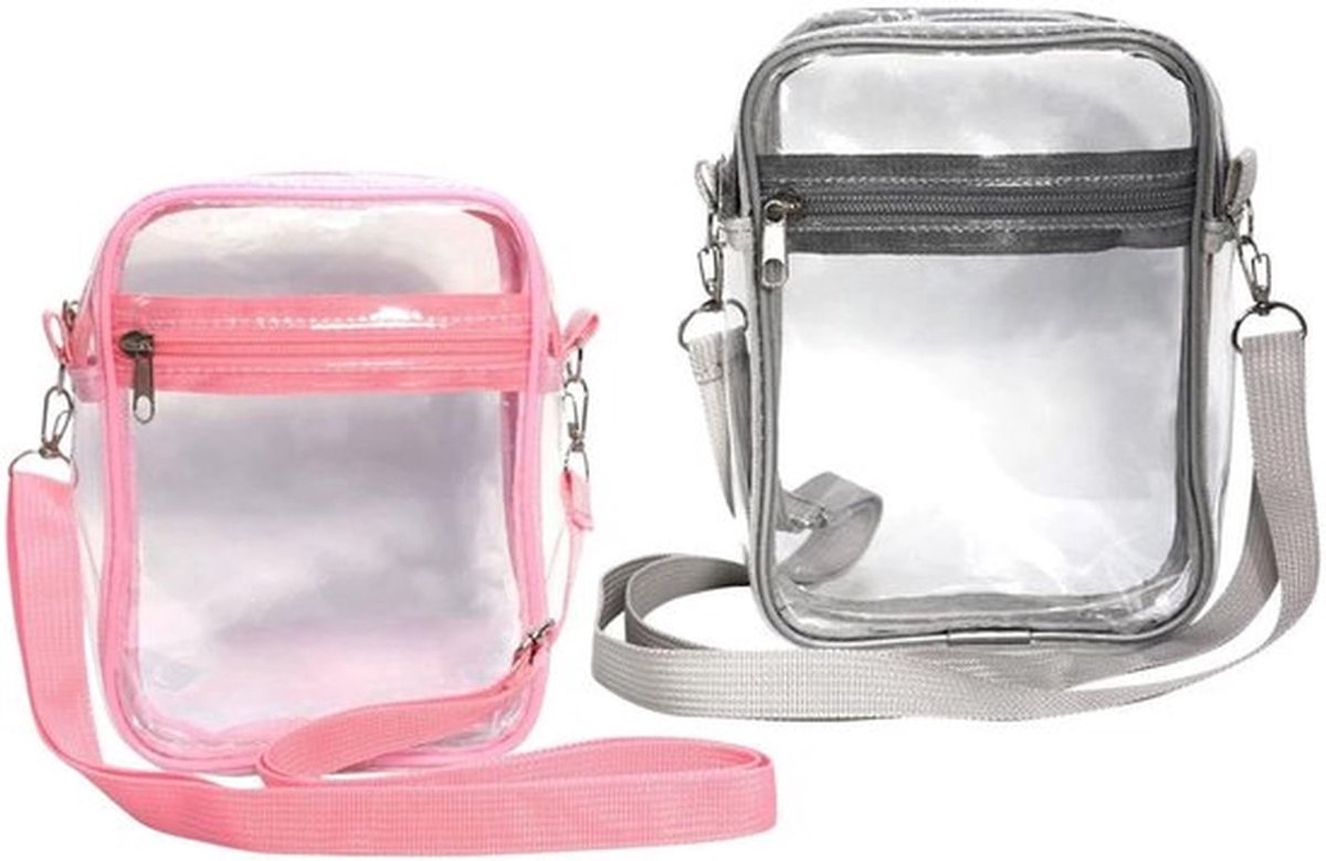 Schoudertas Waterdicht - Kleine Transparante Tas - Verstelbare Schoudertas - Draagbare Reistas - Set van 2 - Afmetingen 20x15x4,6 cm - Handtas