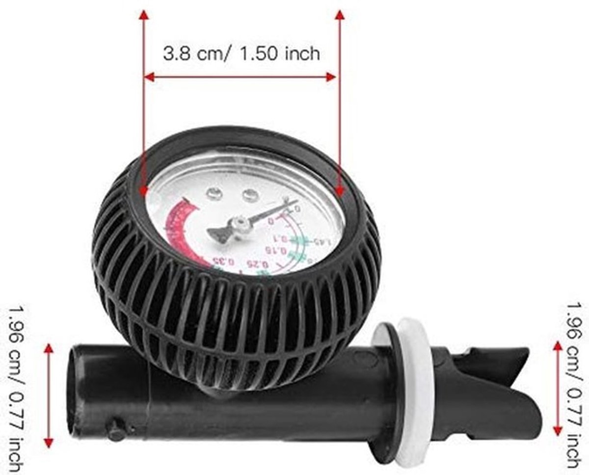 Luchtdrukmeter tot 0.6 bar - Drukmeter - Manometer - Duurzaam PVC - Slijtvast - Geschikt voor opblaasbare boten/kayaks