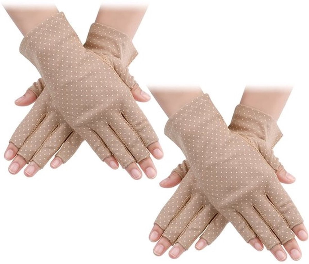 Vingerloze Handschoenen UV Zonbescherming - 2 Paar - Katoen - Ademend - Voor Dames/Meisjes - Comfortabel en Koel - Zonweringhandschoenen
