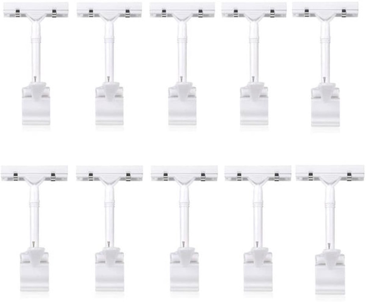 - Tekenclips - Verstelbare Draaibare Clips - Stevige Klem - Wit - Voor Prijsetiketten en Labels - Ideaal voor Winkelplanken en Presentaties