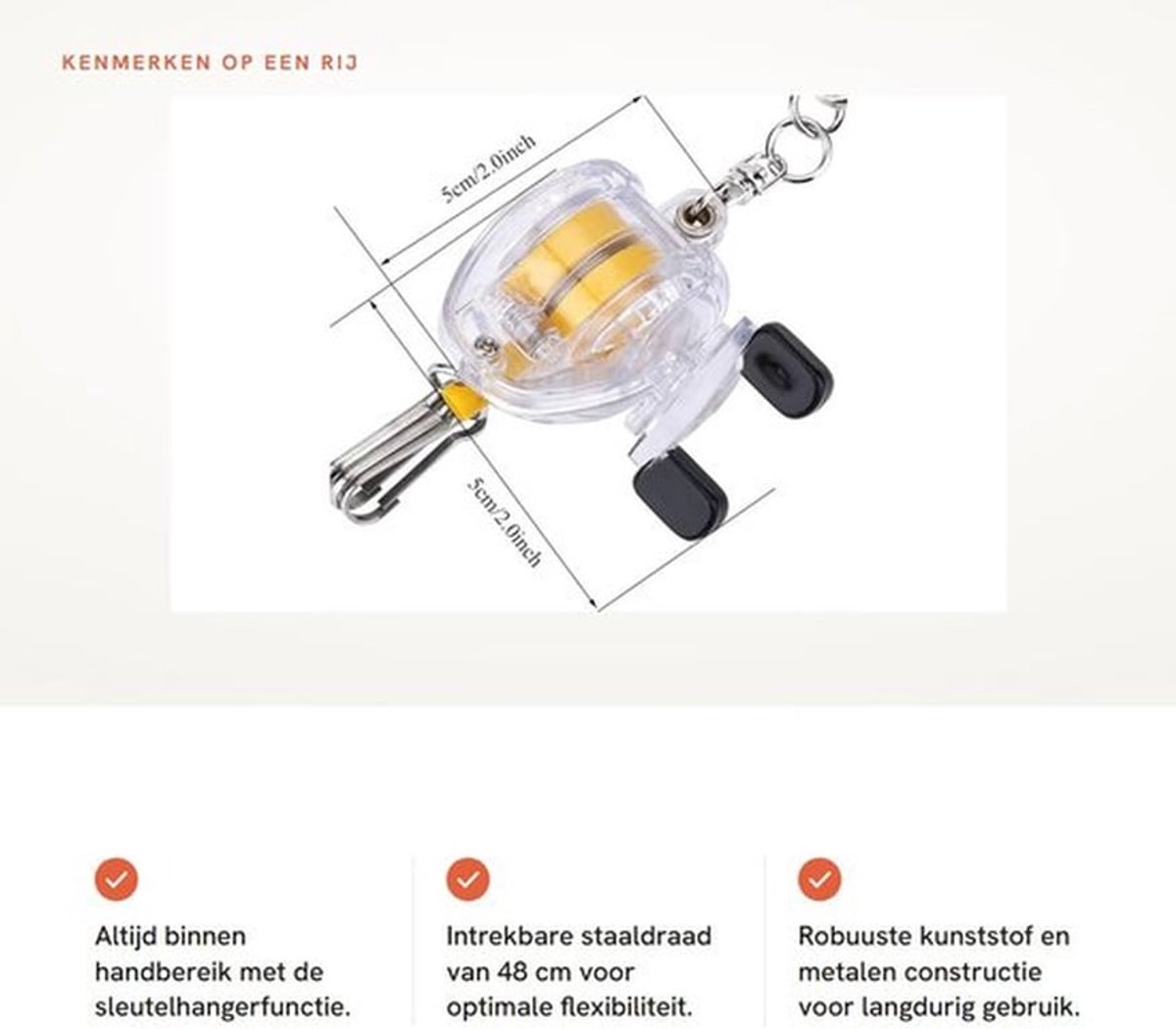Hengelmolen Draagbaar - Sleutelhanger - Intrekbare Staaldraad - Clip-Lock Gesp - Telescopische Beugel - Gewicht 26 g