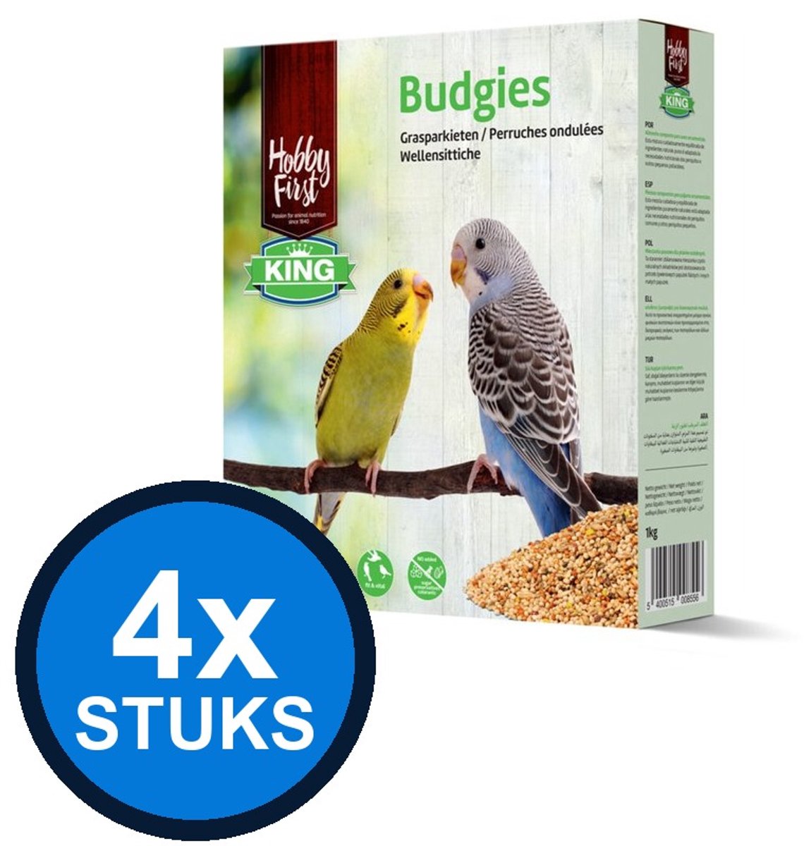4x Hobby First King Grasparkiet - Vogelvoer - 1kg