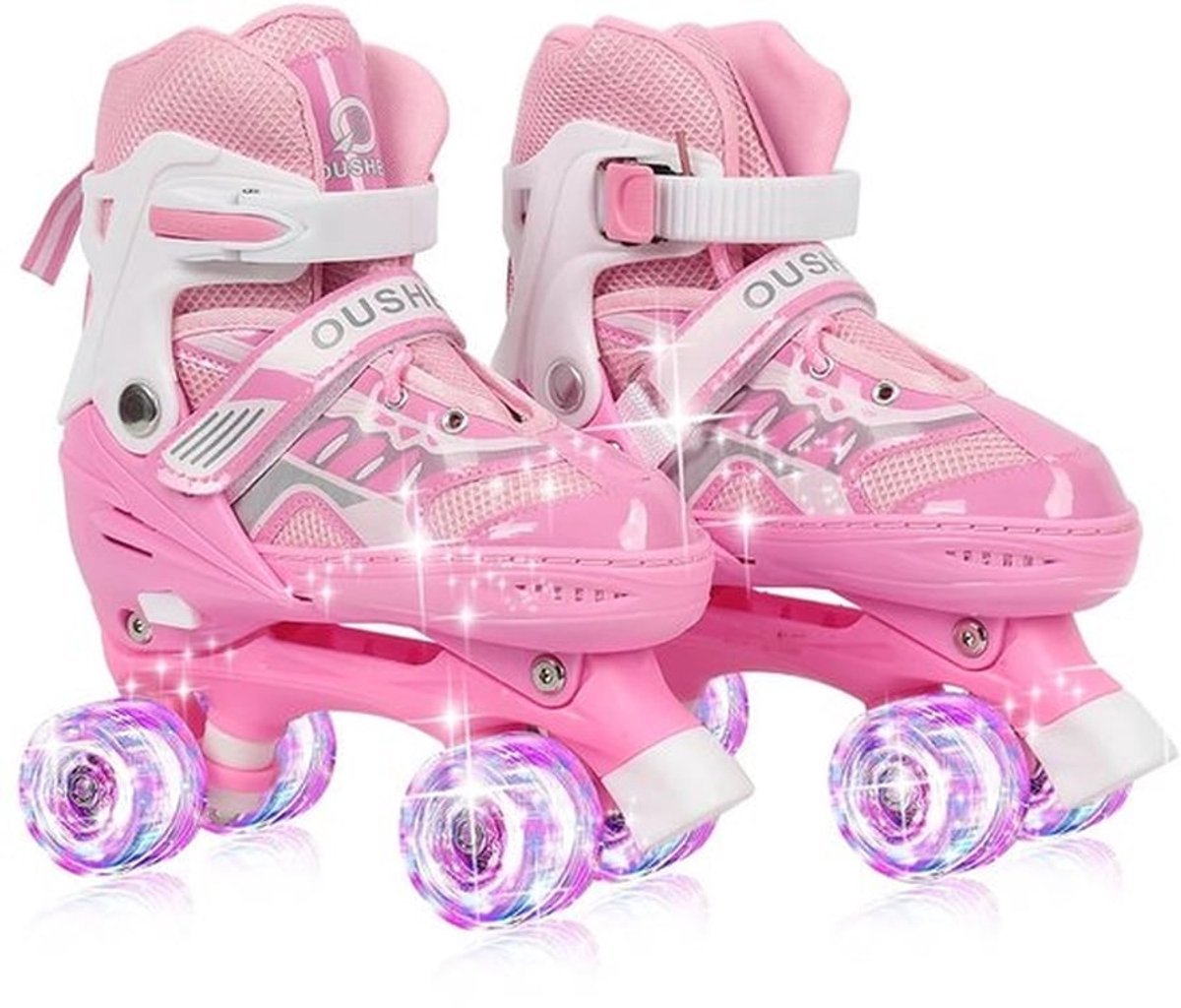Verstelbare skates, LED-skates met volledig flitsend wiel en verstelbare skates in 5 maten voor meisjes, jong