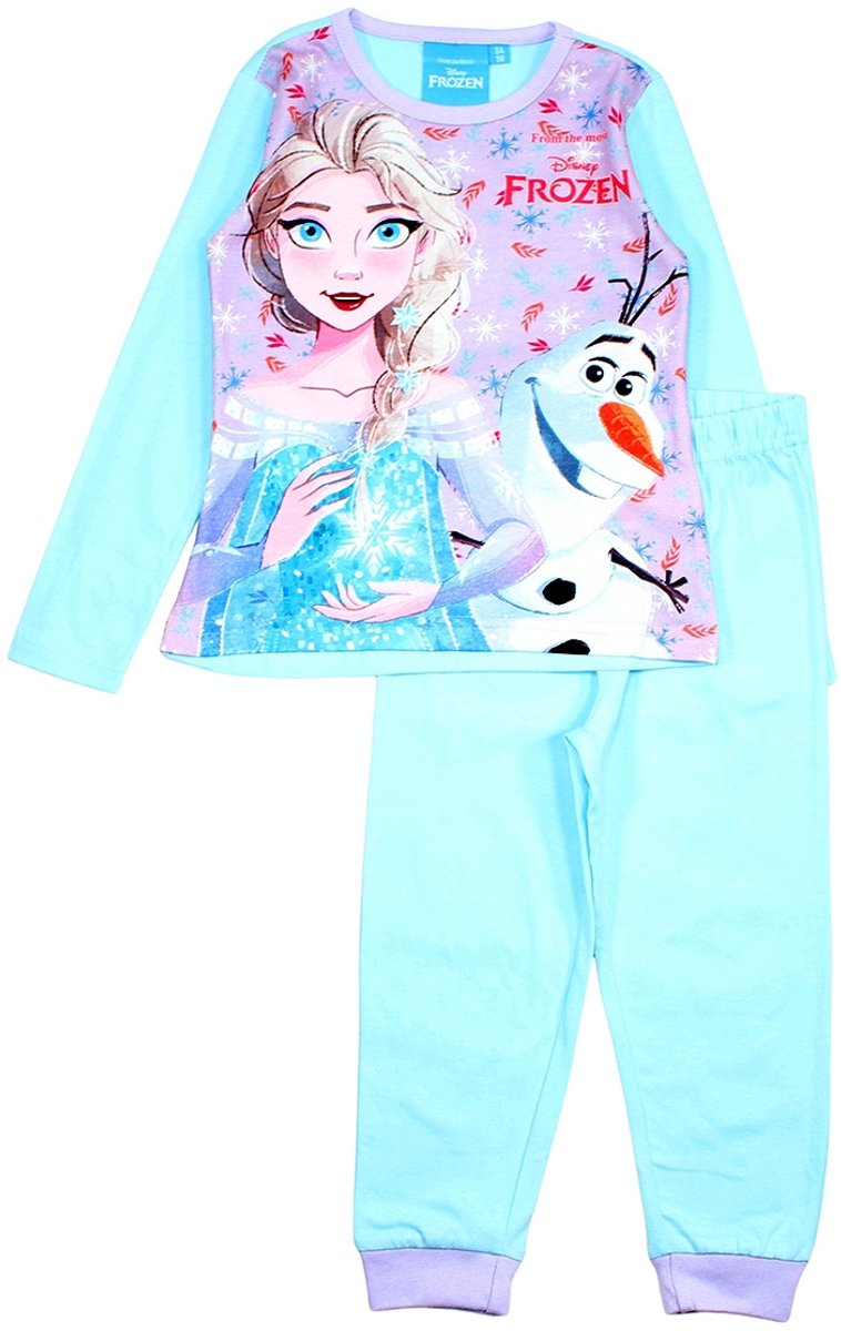 Disney Frozen Pyjama Blauw - Elsa & Olaf - Lange Mouwen & Lange Broek - 100% Katoen - Maat 110