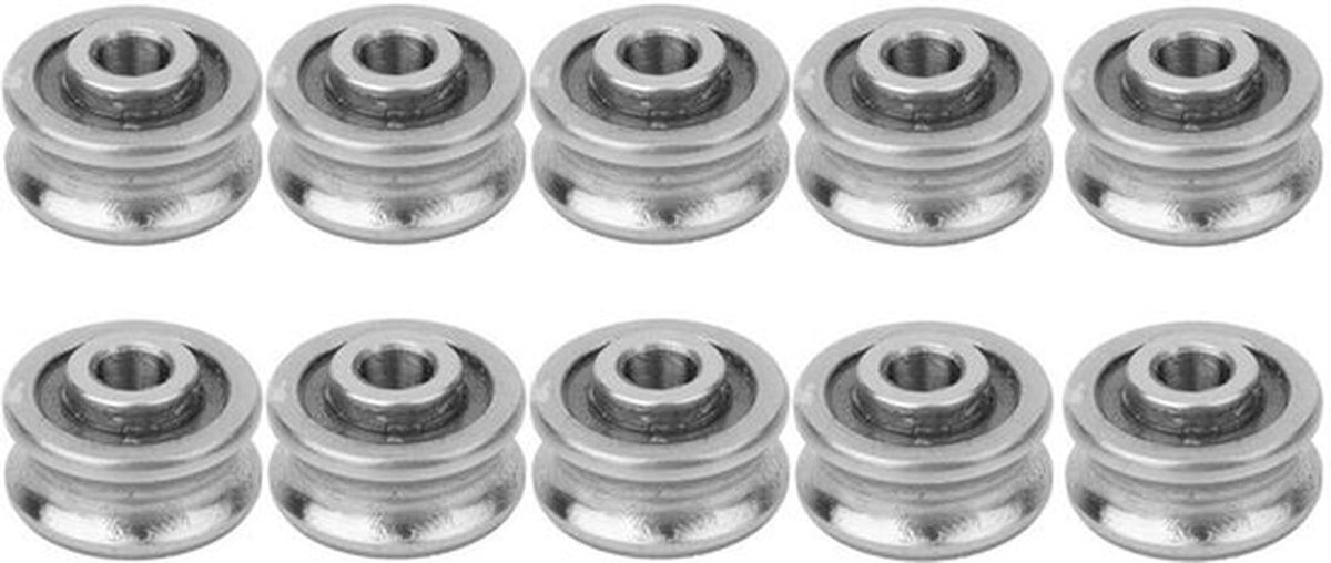 Groeflager Roestvrij Staal - SG15 - 10 Stuks - Binnendiameter 5 mm - Buitendiameter 17 mm - Dikte 8 mm - Enkele Rij Rol - Lager