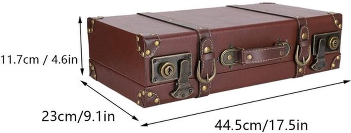 Opbergkoffer Grote Capaciteit - Houten Opbergdoos - Retro Koffer - Vintage Decoratie - Versterkt met Schroeven - Comfortabele Bediening