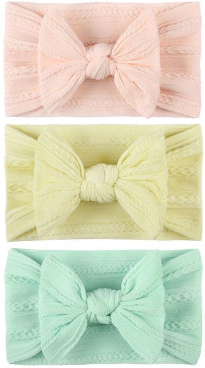 Hoofdbanden Zacht - Baby Hoofdbanden 3 Stuks - Verstelbare Hoofdwraps - Fotografie - Comfortabel Nylon - Ademend en Elastisch - Babyhaarband
