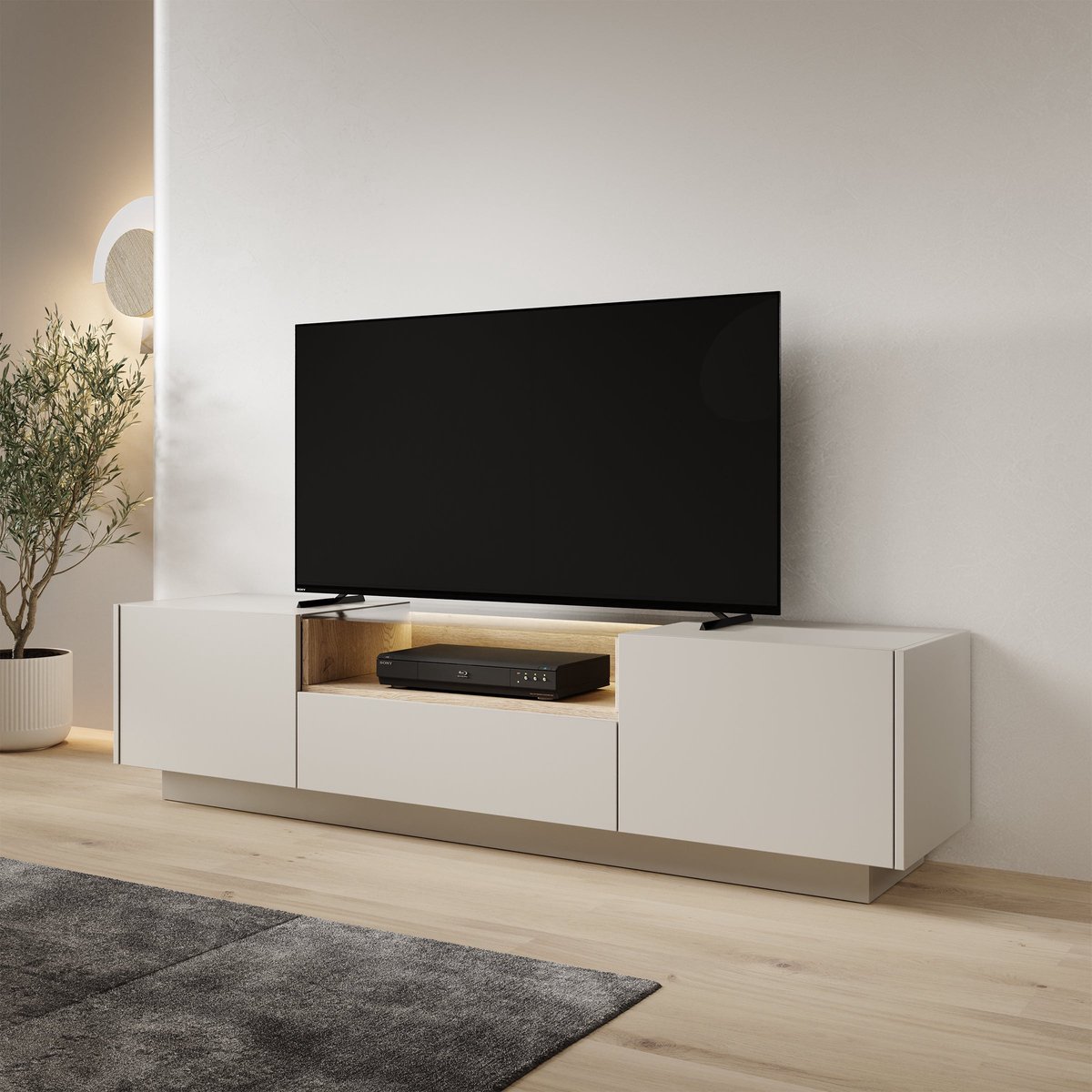 Meubella - Heath - TV-Meubel - Beige - 176x40x43 cm