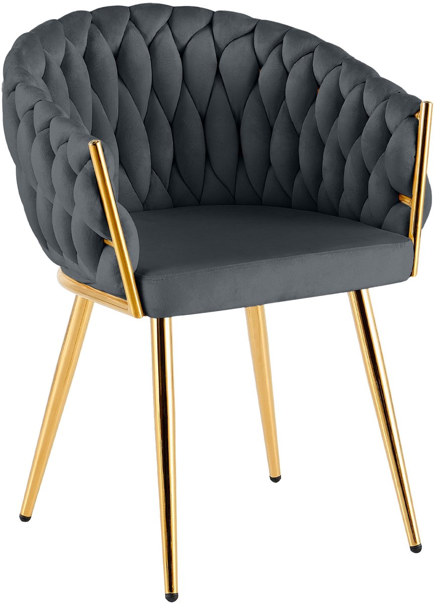 CLP Molise Eetkamerstoel - Goud frame - 150 kg - Velvet - Fluweel/donkergrijs