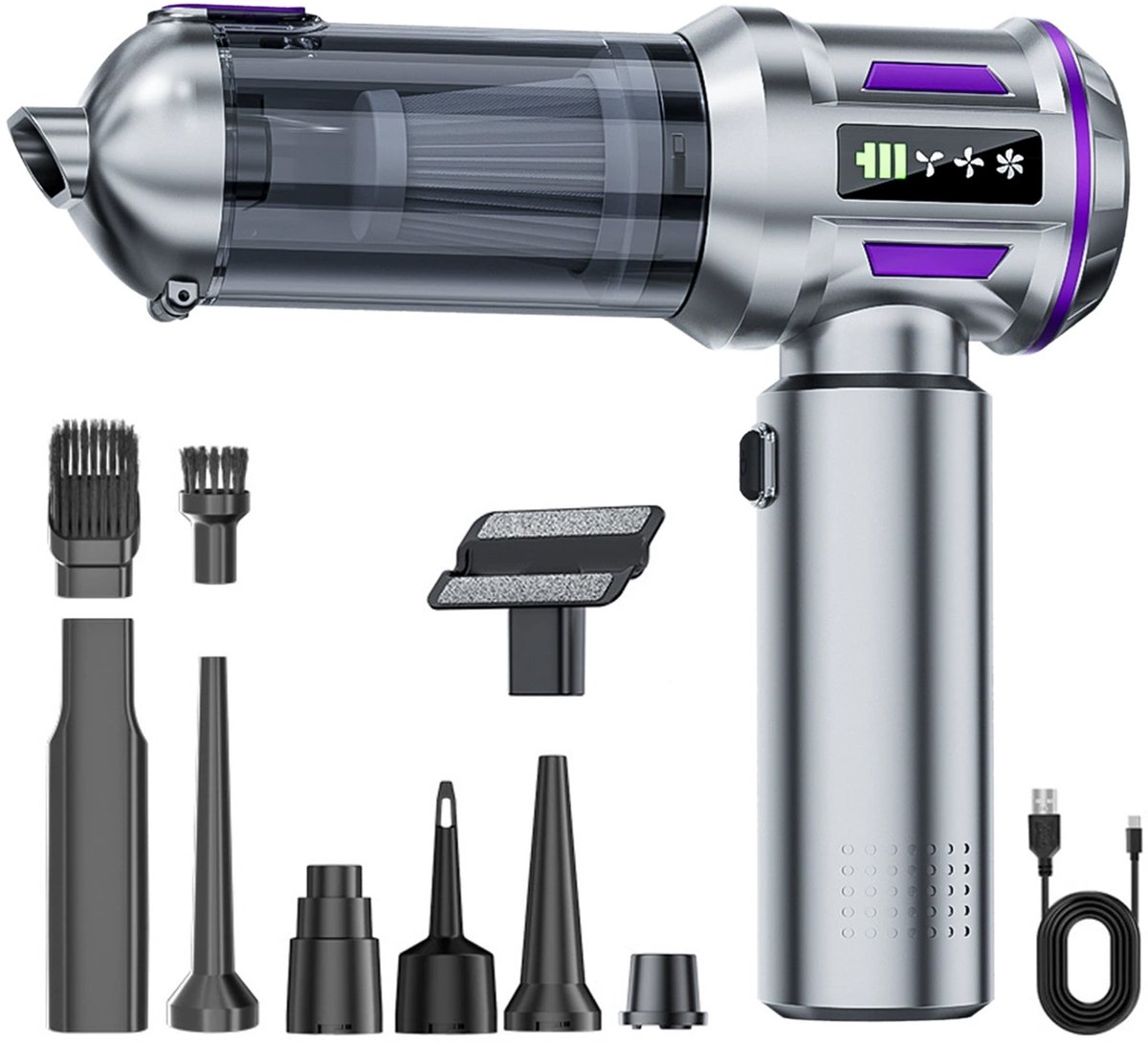 REDOM Stofzuiger 22.000 Pa – Draadloze Handstofzuiger met Brushless Motor – 4-in-1 Zuigen, Blazen, Opblazen & Vacuüm Sealen – HEPA-filter – Auto & Huis