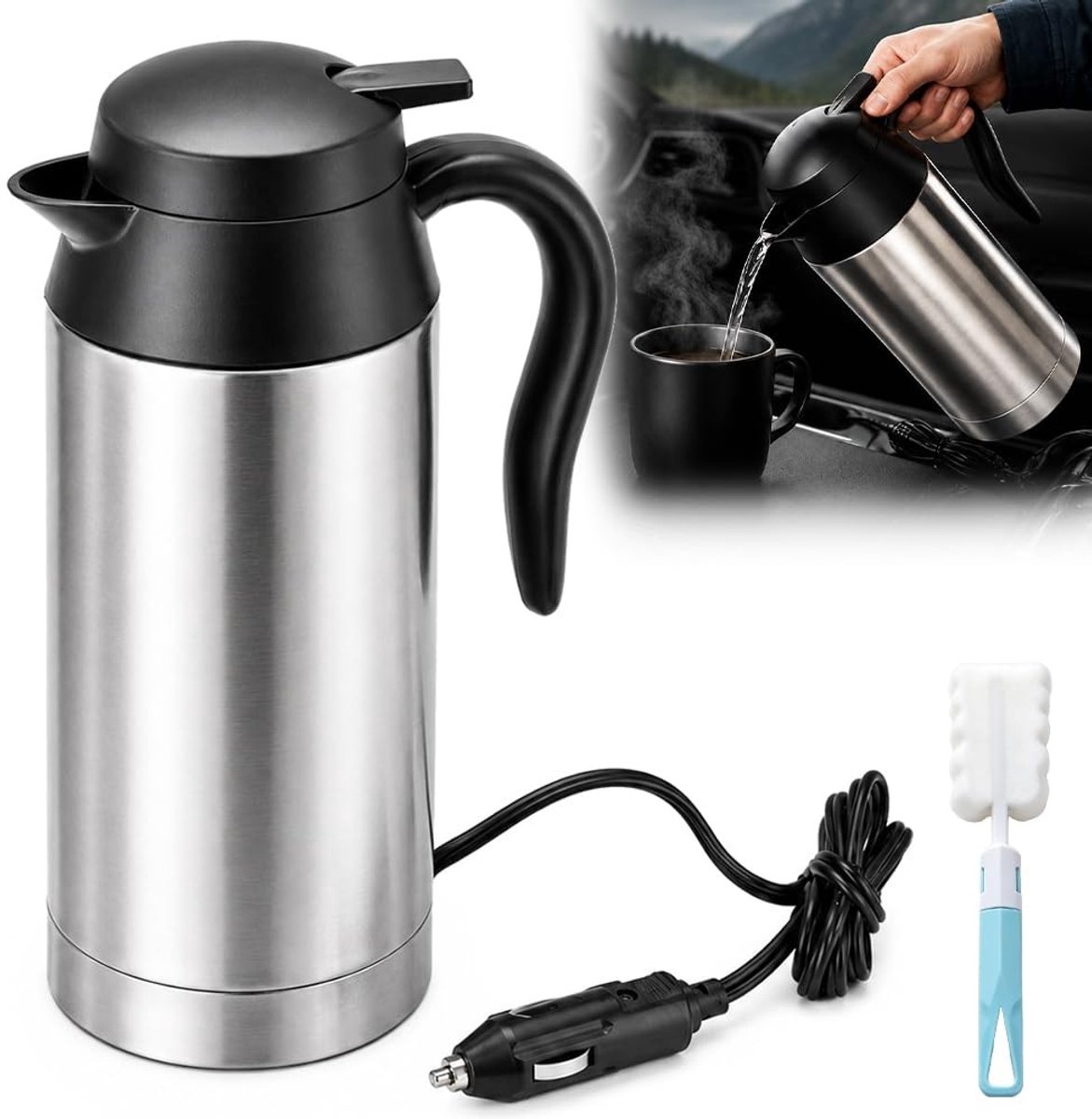 Solidchoice - Elektrische Waterkoker voor de Auto, 750 ml