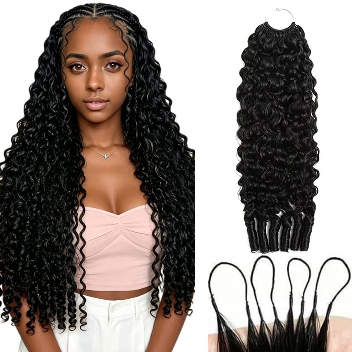 Solidchoice - Burmese Curly Human Crochet Hair 50g 18 Inch Natural Black