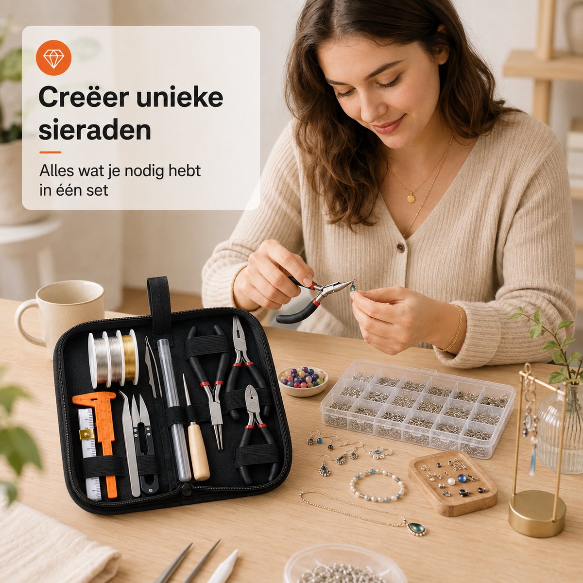 BOTC Sieraden Maken Set - 845 Sieradenonderdelen - Inclusief 3 Sieradentangen & Draad - Sieraden Reparatieset voor Armbanden, Kettingen & Oorbellen — cadeau in Hobby - foto 3