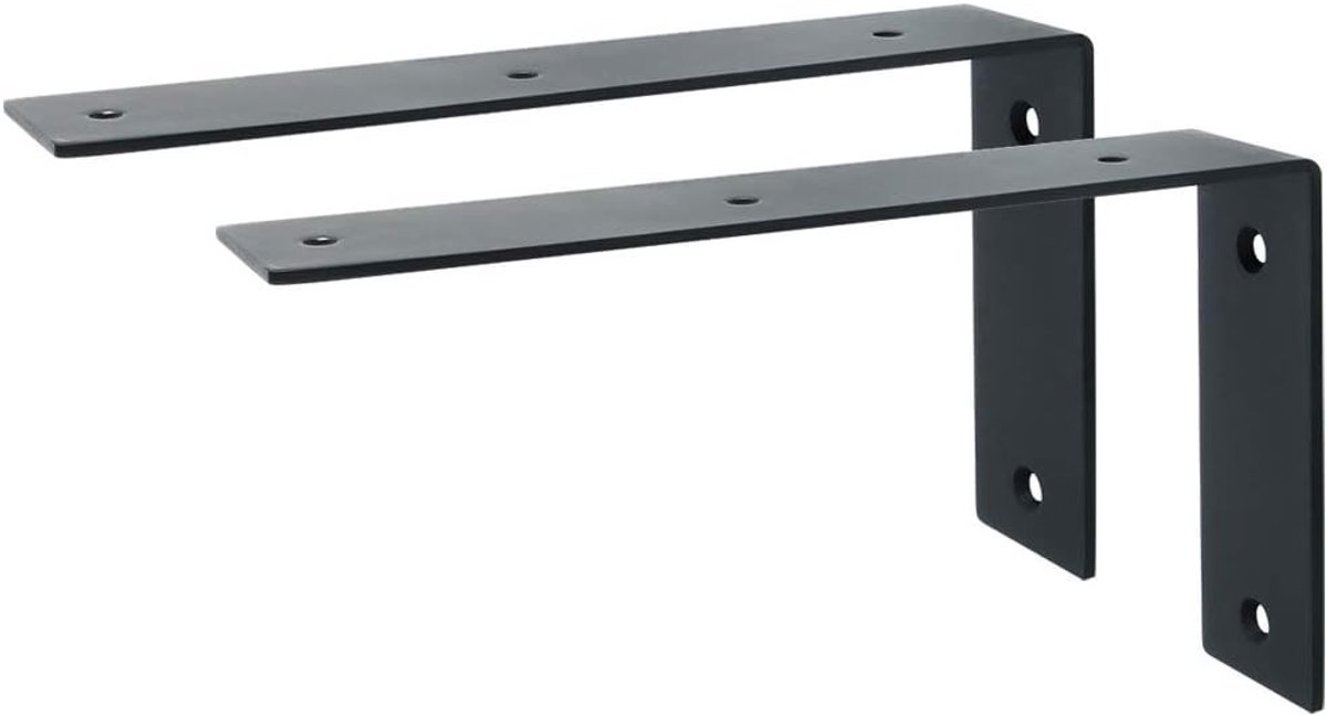 Stevige Zwarte Staal Plankdragers 22.5CM - 2 Stuks Industrieel Ontwerp voor Wandplanken en Opbergruimte