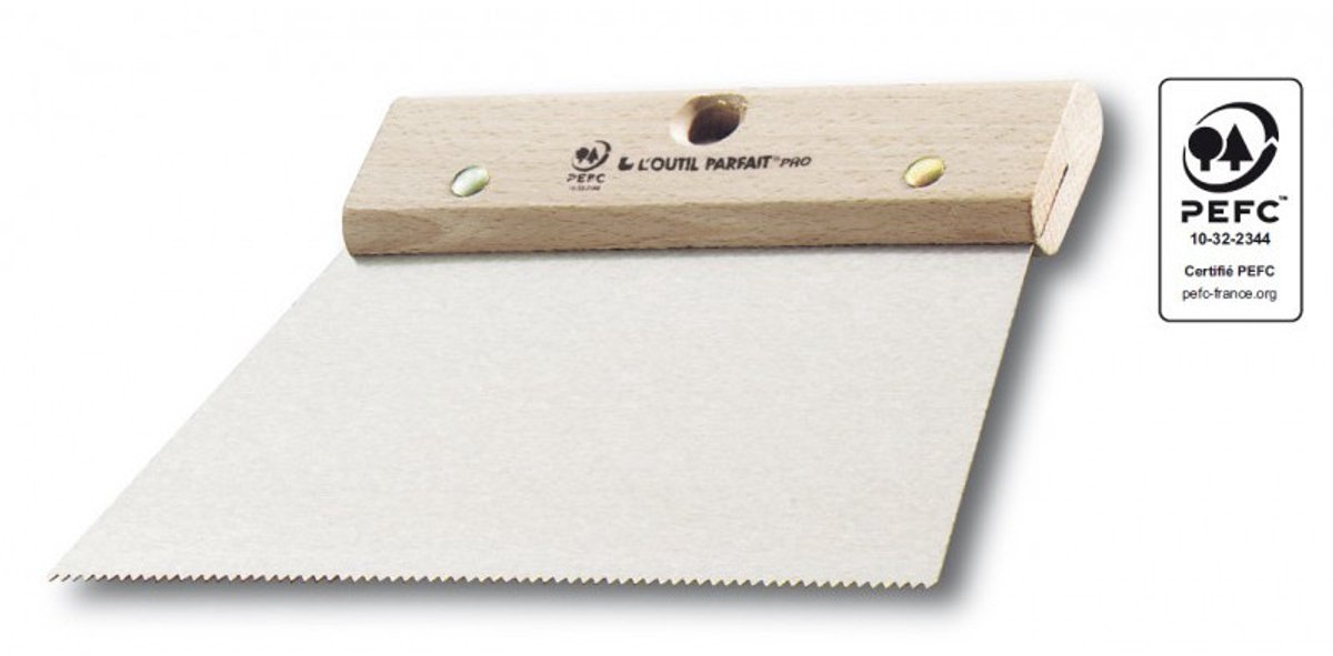 Getande spatel 4 x 2,5 mm voor het aanbrengen van een zelfnivellerende hars