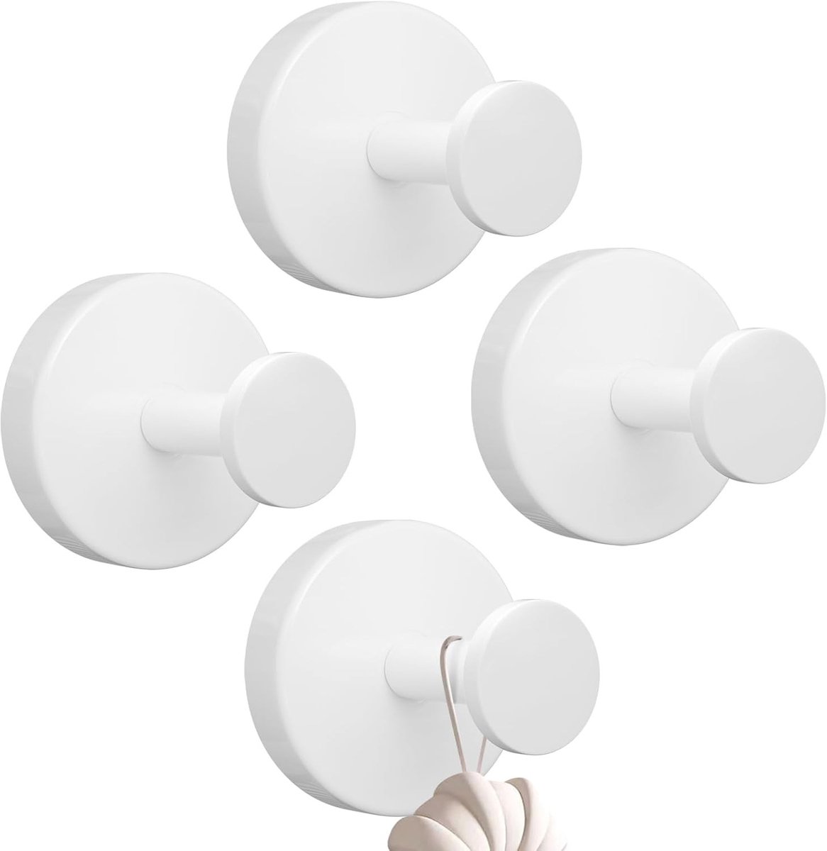 Set van 4 Zuignap Haakjes, Draagvermogen 5 kg, RVS, Herbruikbare Haakjes voor Badkamer, Keuken en Kantoor