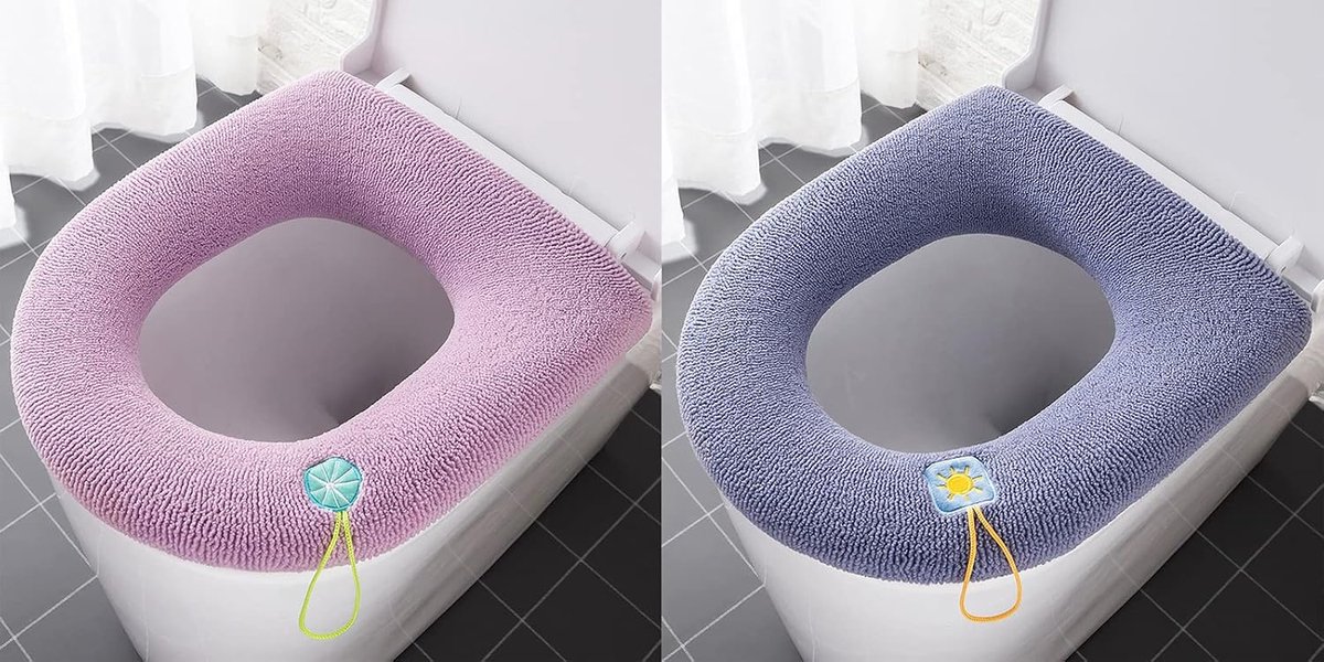 2 stuks - extra dikke wc-zitting kussen - elastisch, wasbaar en gemakkelijk te installeren zacht kussenhoes - wasbare vezelstof - universele wc-hoes - paars, donkerblauw