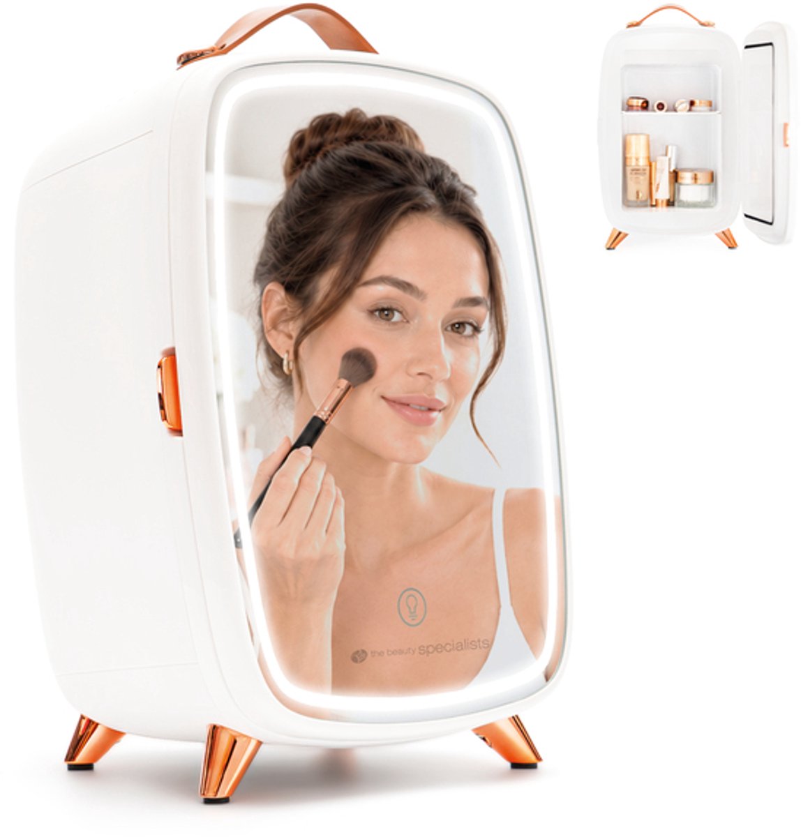 Rio FRBM - Skincare beauty Fridge - Make-up Koelkast - met Spiegel & dimbare LED verlichting - 6 liter