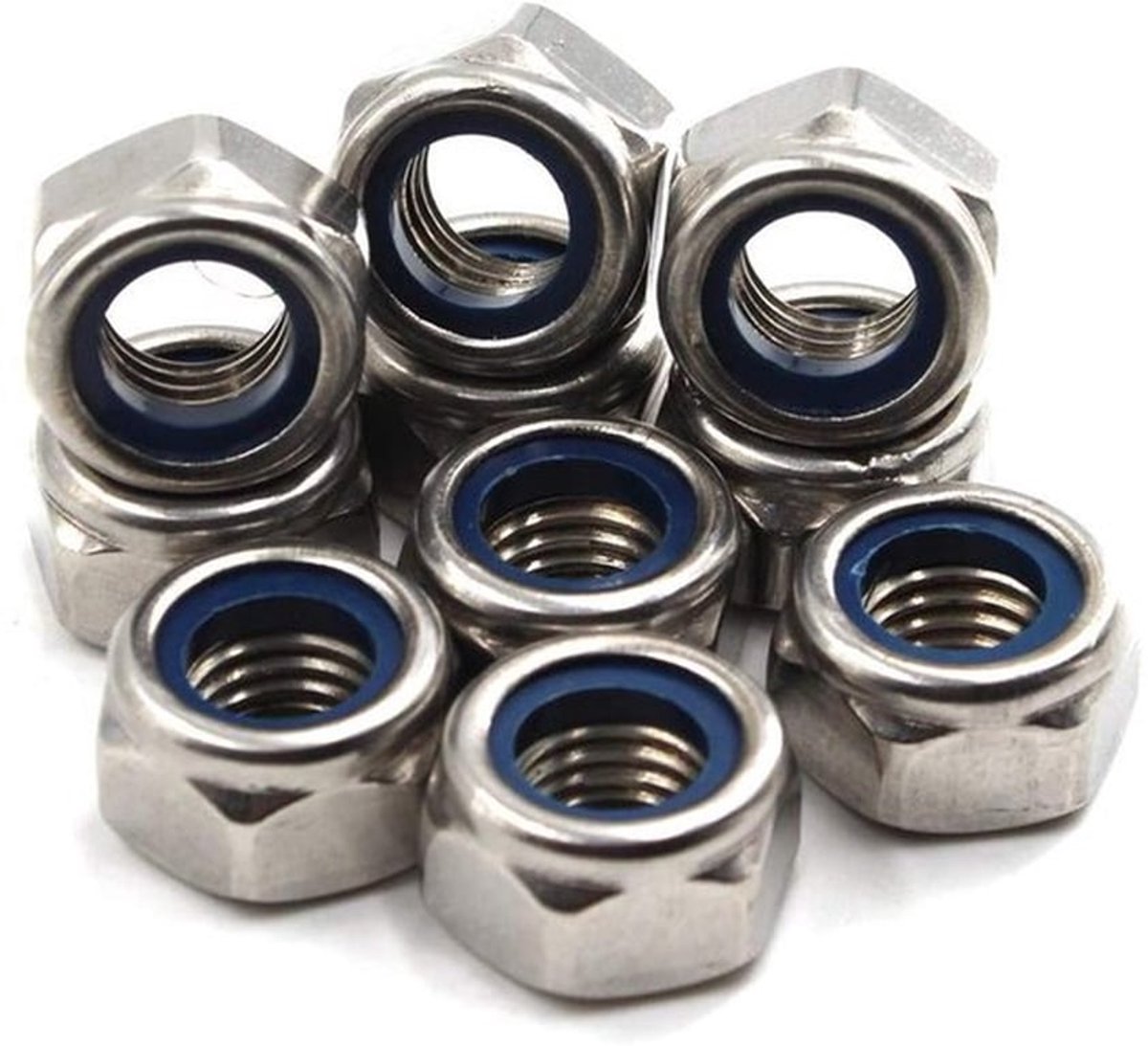 Nylon insertieslotmoer, Roestvrij staal, Zeskantsmoer, Verpakking van 100, Duurzaam en Betrouwbaar