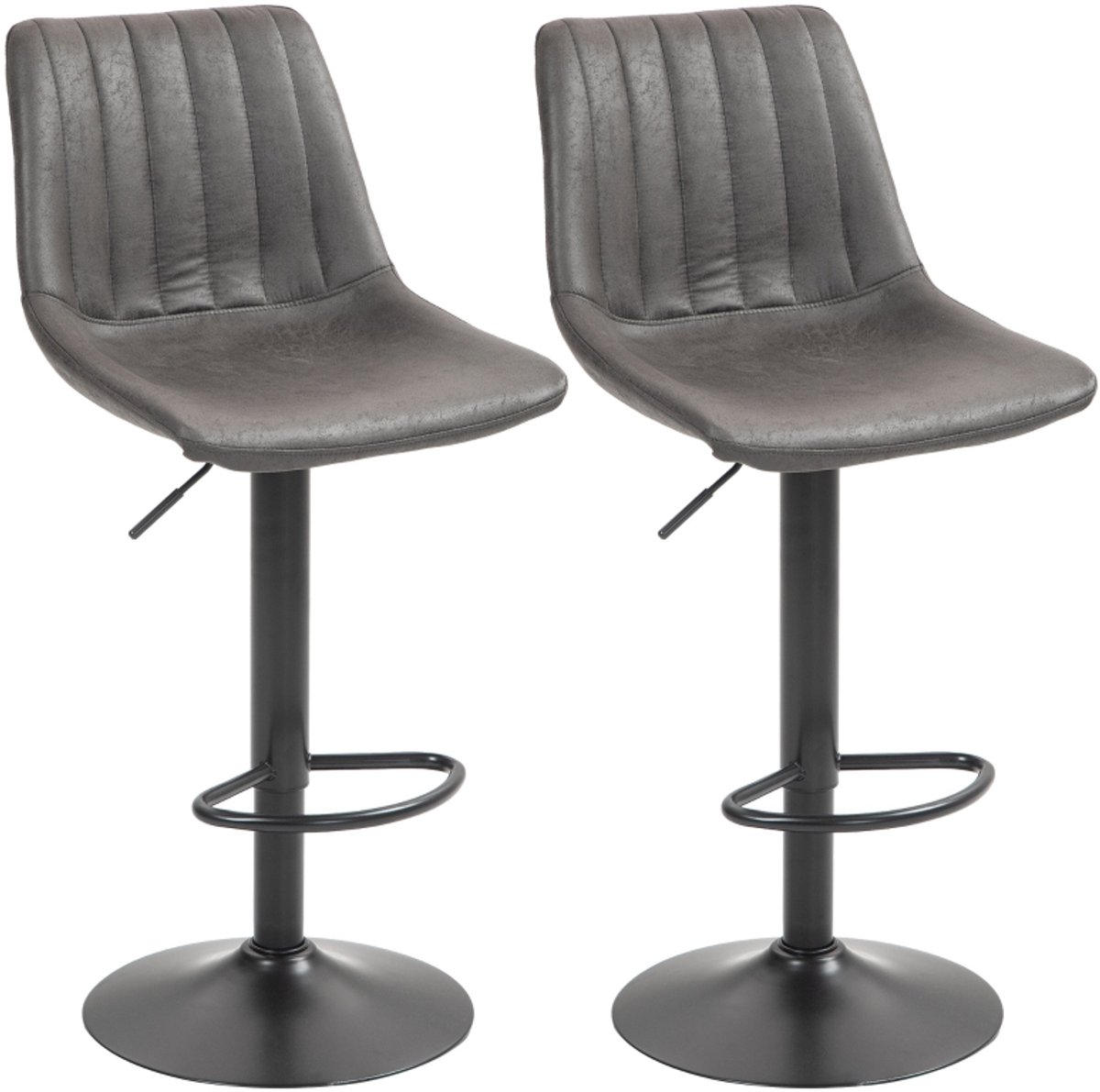Clruro Barkrukken - 43x46,5x89-110 cm - 2 Stuks Verstelbaar - Voetsteun - Microvezel/Metaal - Grijs