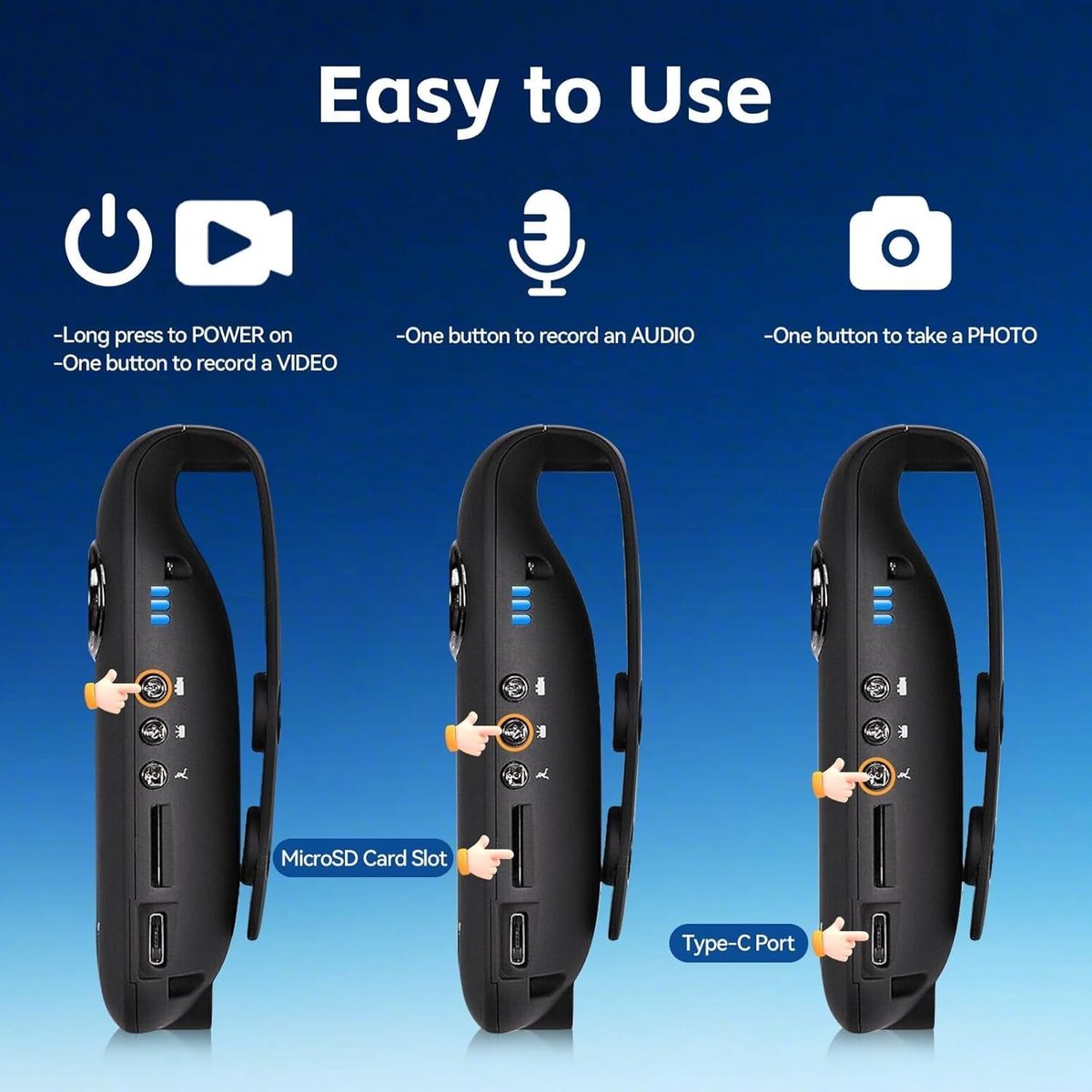 Verborgen camera - Zwart - 3,3 x 2,8 x 9,1 cm - Mini Full HD 1080P Lichaamscamera met 64GB Geheugen - Voor Draagbaar Gebruik