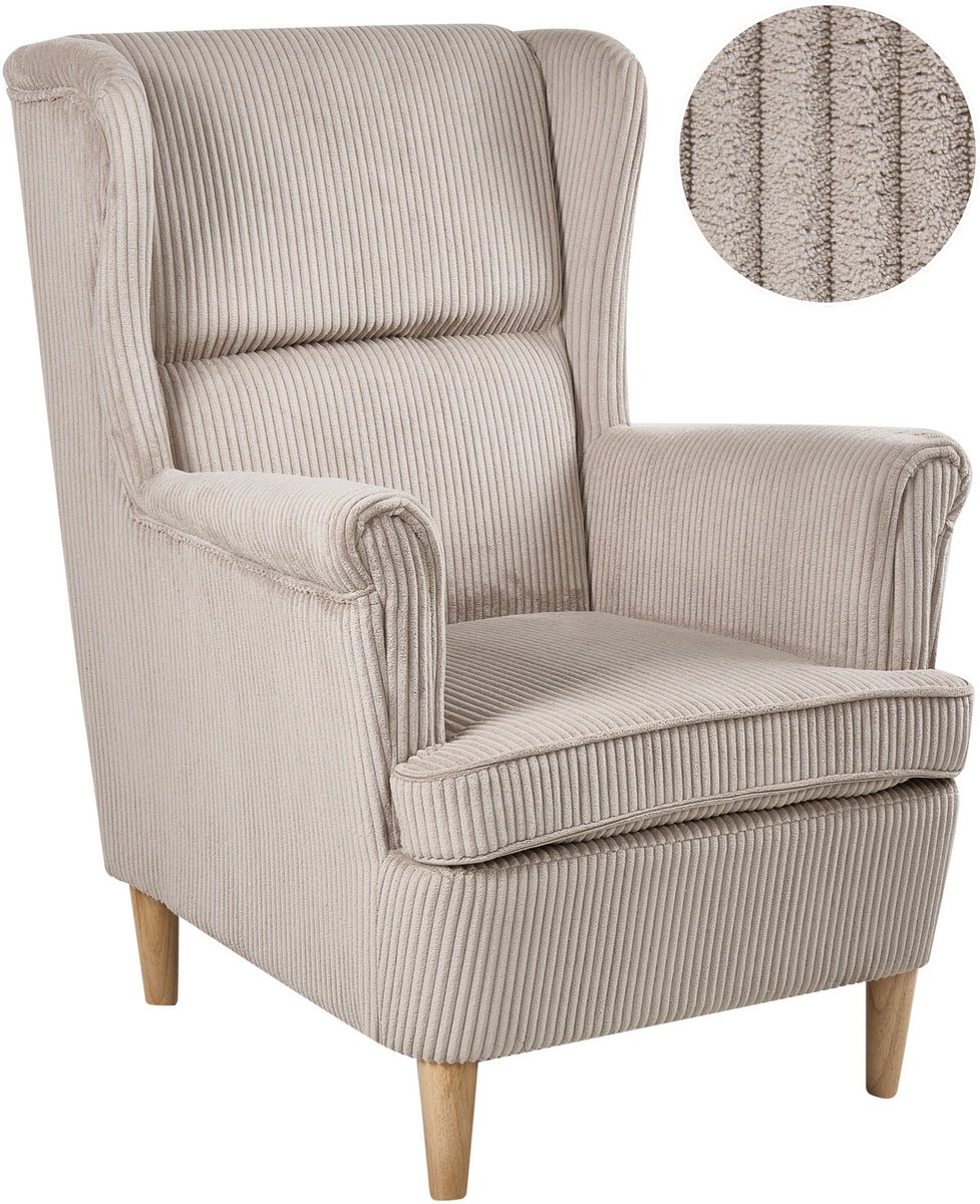 Beliani ABSON - Fauteuil - Beige - Corduroy