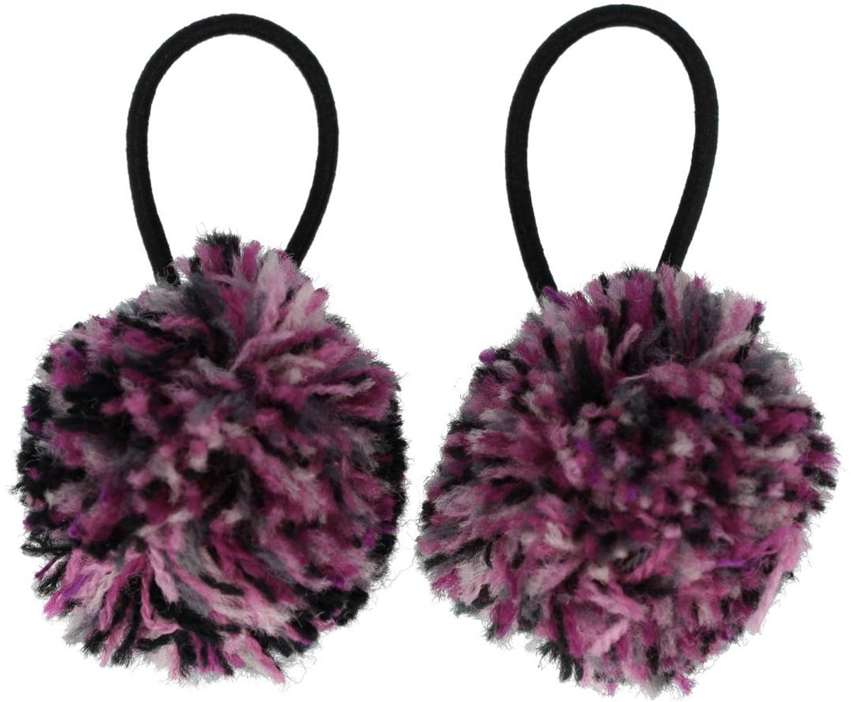 Haarsoires Haarelastieken – Pompom 4cm – Multicolor Paars – Set van 2