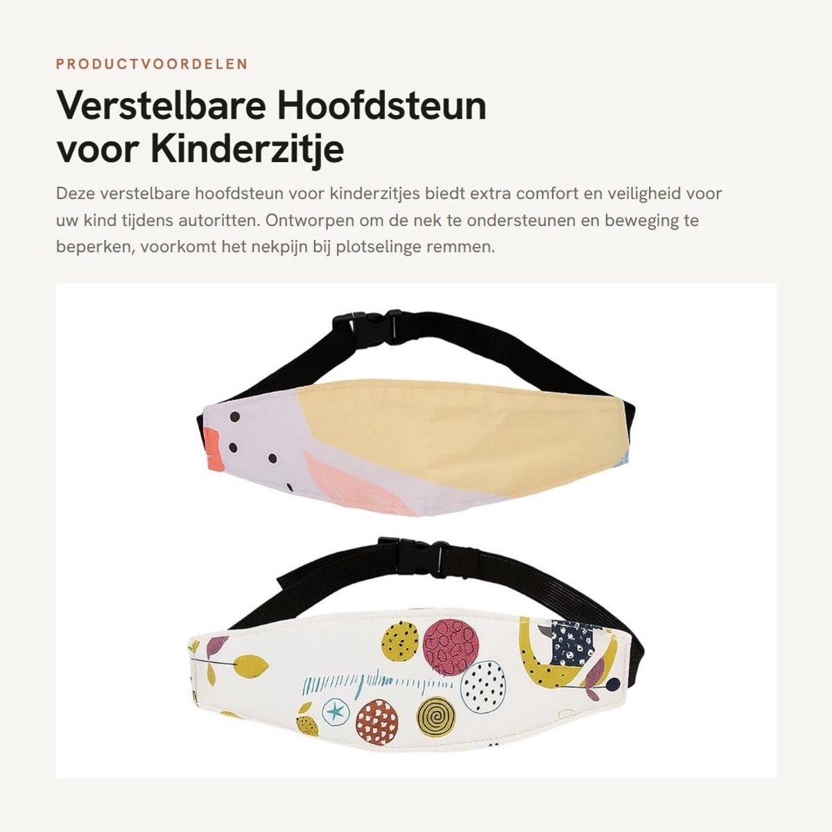 Dailygoods- Hoofdsteun Kinderzitje Auto - Verstelbare Hoofdband - Neksteun - Veilig Vervoer - Ademend Polyester - Comfortabel en Milieuvriendelijk