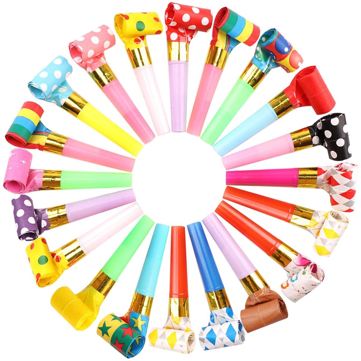 Dailygoods- Verjaardagsfluitjes 20 Stuks - Kunststof - Feestaccessoires - Carnavalshoorns - Lichtgewicht - Duurzaam - Maat 8,5 x 3 cm - Feestfluitjes