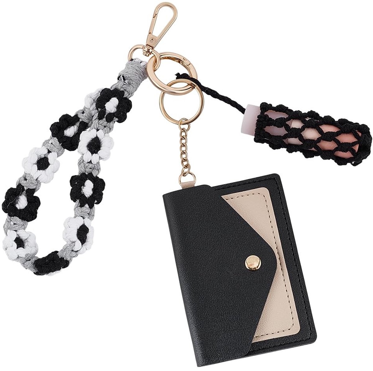 Dailygoods- Sleutelhanger Boho-Chic Design - Polsband - Portemonnee - Kaarthouder - Lippenstift Houder - Multifunctionele Organizer - Sleutelhangerportemonnee