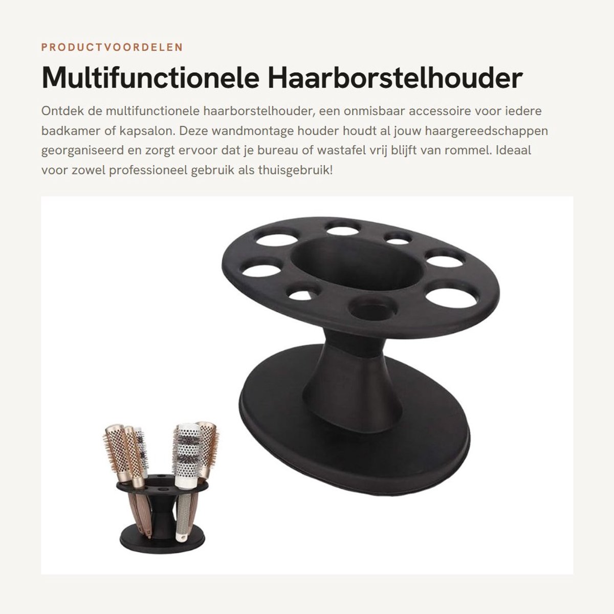 Dailygoods- Haarborstelhouder Multifunctioneel - Wandbeugel - Opbergrek - Badkamer - Kapsalon - Stabiel ontwerp