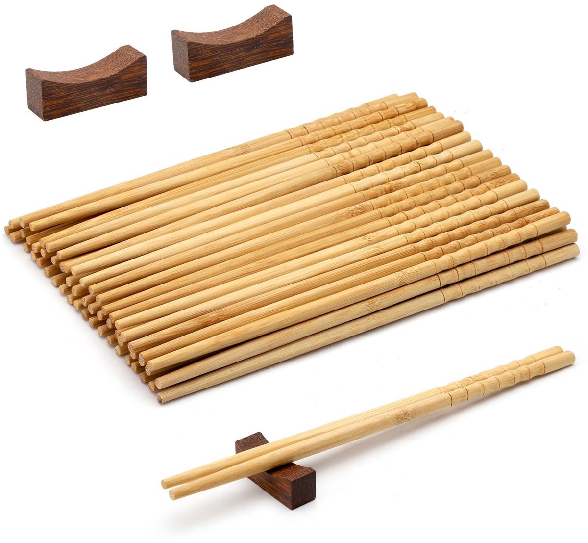 Dailygoods - APOMOONS 30 paar houten eetstokjes met 2 stokjes, natuurlijke kookstokjes van bamboe, Chinese stokken om te eten, herbruikbare eetstokjes, vaatwasmachinebestendig