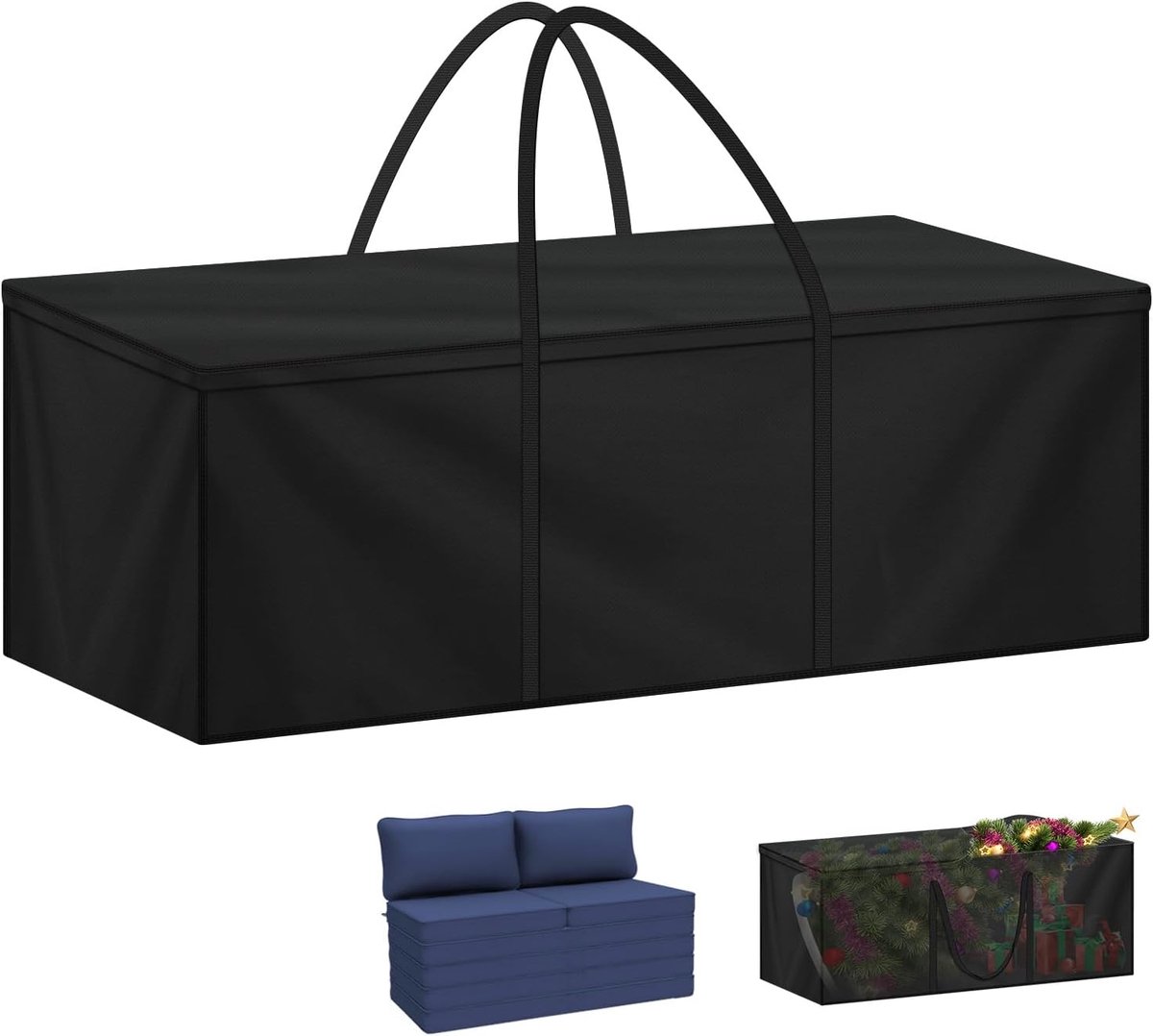 Opbergtas XXL 200x60x80cm Beschermhoes voor Tuinkussens, 420D Oxford-Stof Opbergtas voor Kussens Waterdichte Beschermhoes voor Kerstbomen, Loungekussen, Tuinkussens Tas met draaggrepen