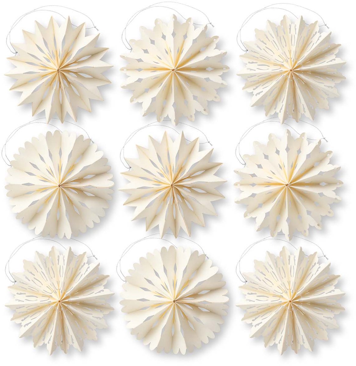 vtwonen - Kerststerren - Papier - Ivoor - 10 cm - Set van 9