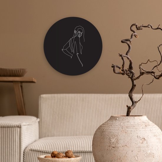 Illustration femme puissante sur fond noir Cercle mural plaque plastique ⌀ 30 cm - impression photo sur cercle mural / cercle vivant (décoration murale)