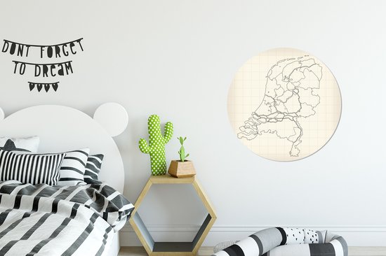 Carte des lignes des Nederland Cercle mural aluminium - ⌀ 60 cm - peinture ronde - impression photo sur aluminium / dibond / cercle mural / cercle vivant / cercle de jardin (décoration murale)
