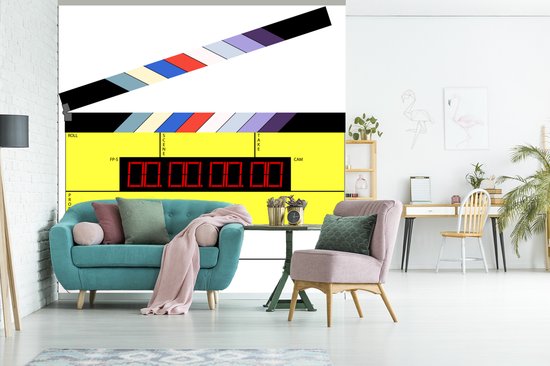 Behang - Fotobehang Een illustratie van een klapbord uit Hollywood - Breedte 280 cm x hoogte 280 cm