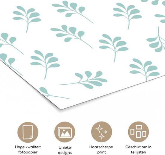 Poster Feuilles - Motif - Blauw - 30x20 cm