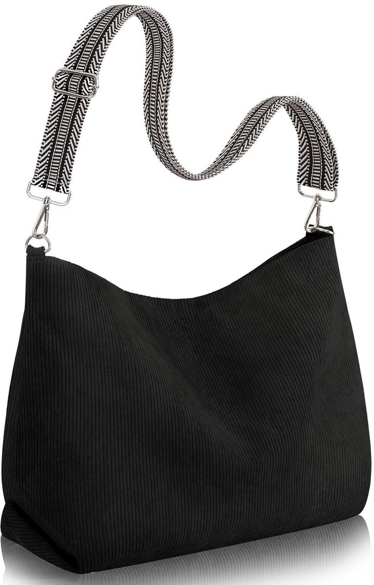 Dailygoods- Shoppertas groot - Corduroy tas - Verstelbare schouderriem - Tote bag met vakken - Dames tas - Duurzaam materiaal