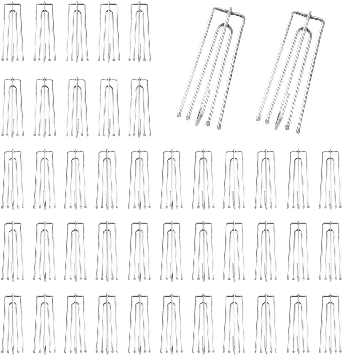 Dailygoods- Gordijnhaken Metalen - 45 Stuks - Plooihaken - Gordijnringen - Gordijn Glijders - 4 Tanden - Geschikt Voor Rails