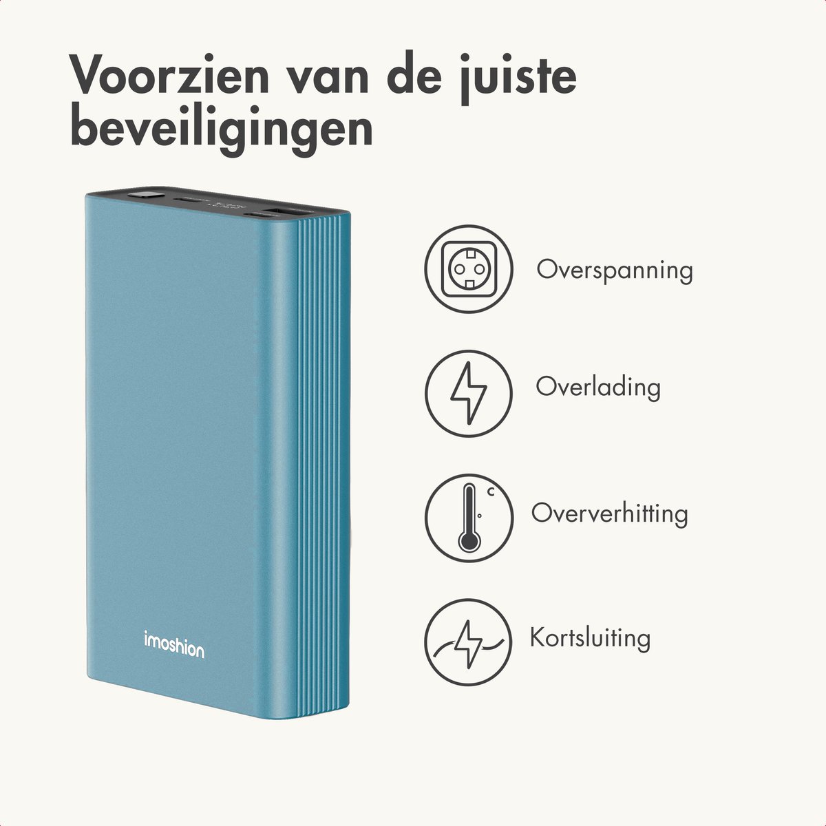 imoshion® Powerbank 20000 mAh - 30W Ultra Snellader - 4x Smartphone Opladen - USB C / USB A - Powerbanks - Universeel - Quick Charge 3.0 en Power Delivery — cadeau in Telefoon & Tablet - foto 6