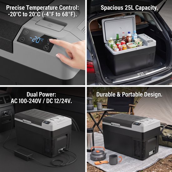 NordHaus Auto Koelkast - Compressor Koelbox - Mini Koelkast - Koelen en Vriezen van -20°C tot 20°C - 25 Liter — afbeelding 5