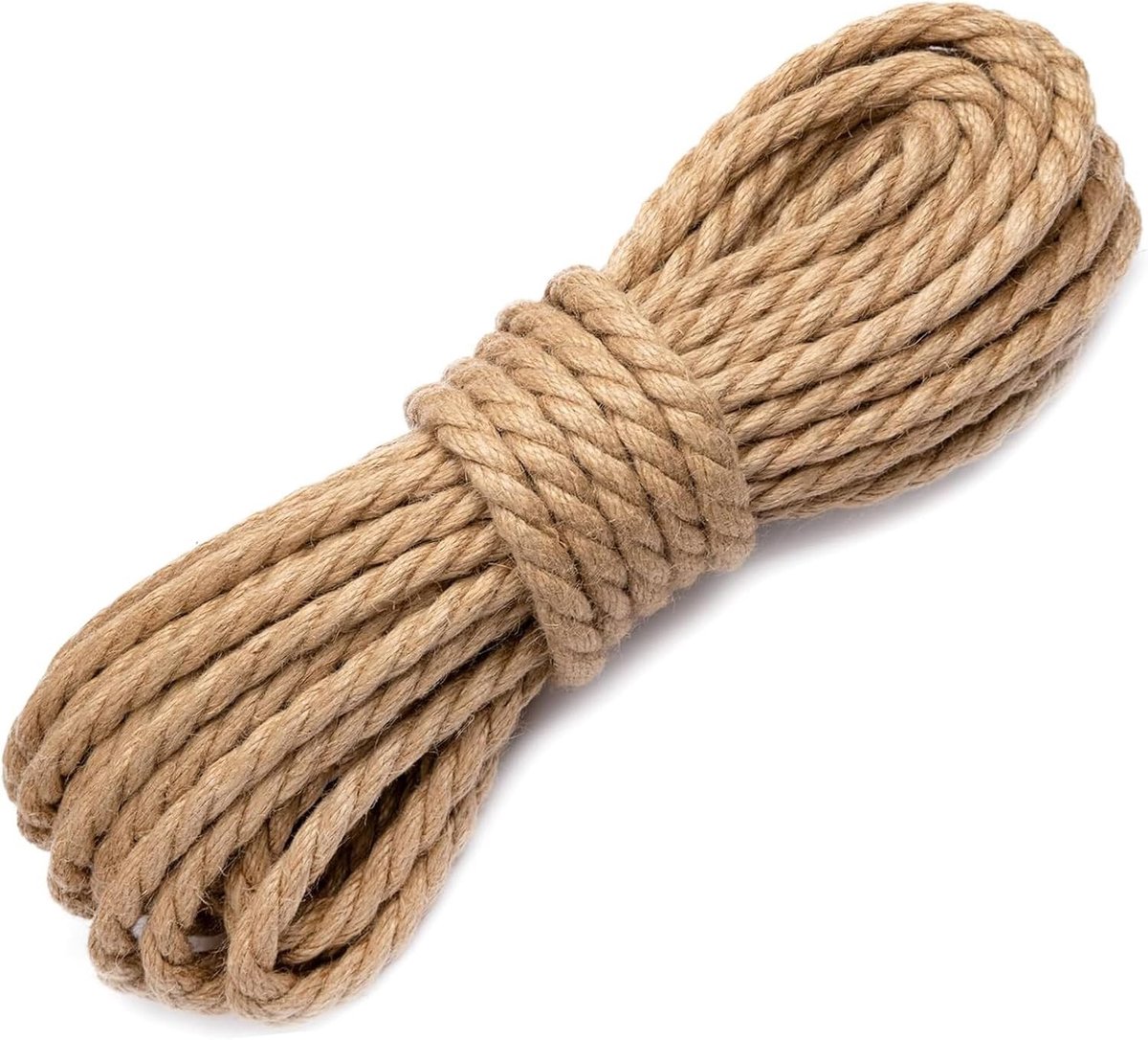 Dailygoods - Jute touw, 10 mm x 5 m, sterk henneptouw van natuurlijke vezels voor tuin, doe-het-zelf, decoratie, bundelen en kamperen, robuust jute koord, pakketkoord, juteband