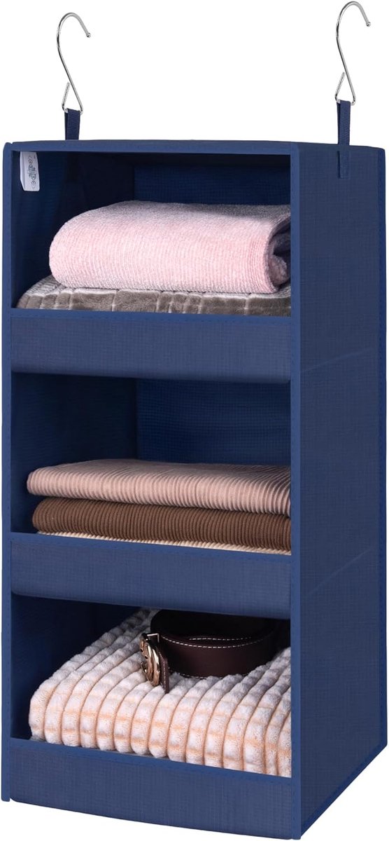 SAYS Hangende kastorganizer met 3 planken, opvouwbare kledingkast, hangende planken, hangende organizer voor kinderkamer, marineblauw, 29 ½ inch H x 30 cm B x 30 cm D, 1-pack
