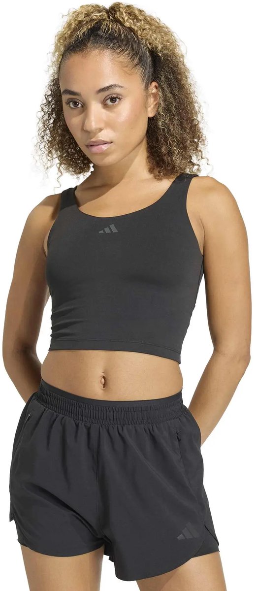 Damestanktop adidas Studio All Me 3-Stripes Zwart