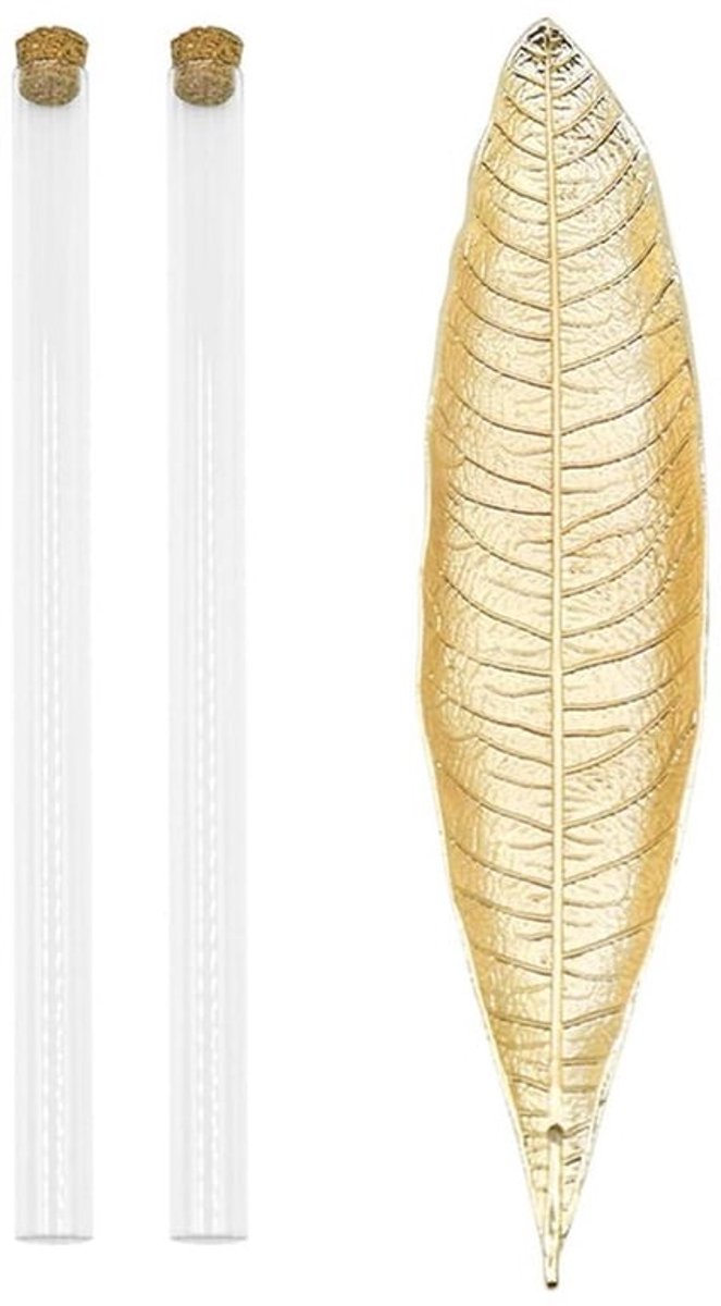 Wierookstokhouder kit metalen bladeren asvanger 25 cm lang voor thuiskantoor yoga meditatie